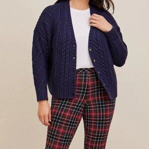 Torrid Cable Cardigan V-Neck Sweater Dark Blue 00 Large